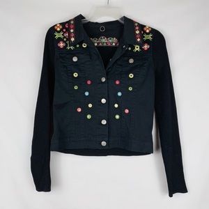 One Girl Who | Embroidered Sweater Jacket S
